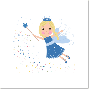 Cute fairytale blue stars shining Posters and Art